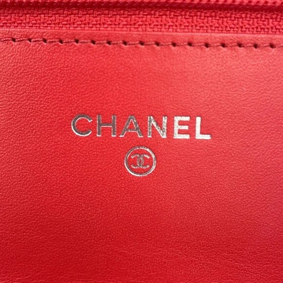 CHANEL CC Logo Chain Wallet Calfskin salmon pink A48654 - Picture 11 of 16